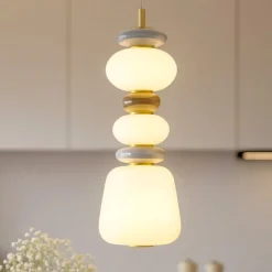 Lampade A Sospensione-Selezionato da Mazzolaluce Lampada a sospensione da cucina moderna in porcellana e vetro