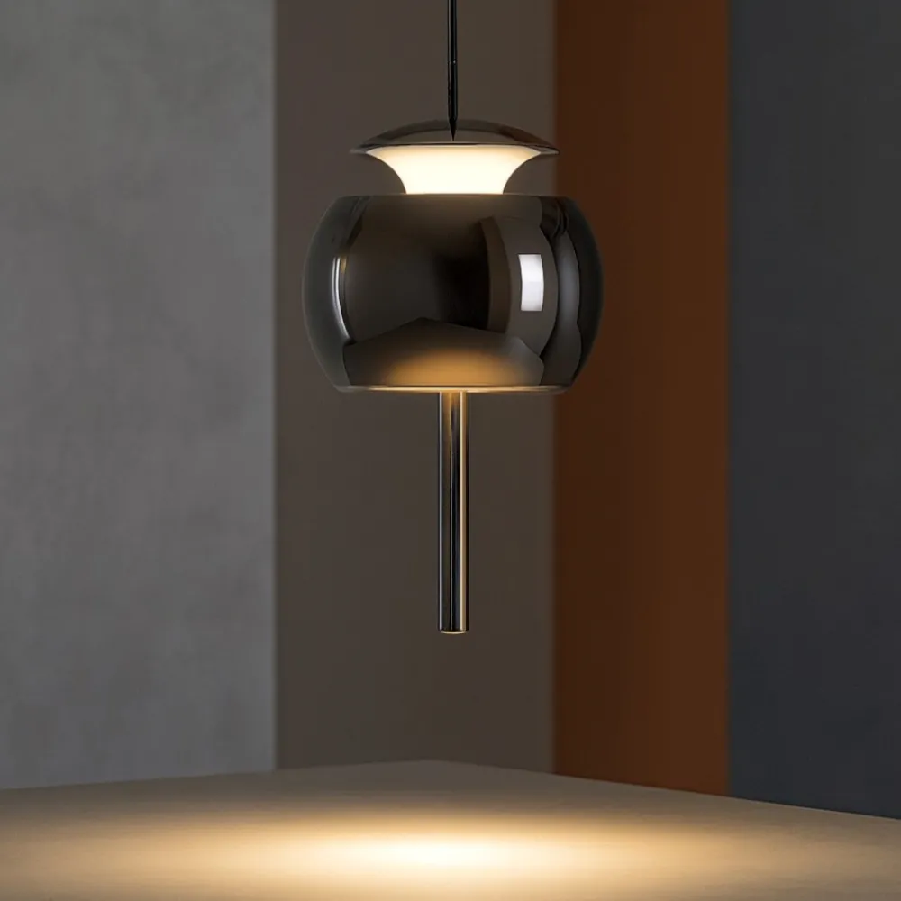 Lampade A Sospensione-Selezionato da Mazzolaluce Lampada a sospensione design moderna vetro cromo nero led 3000k
