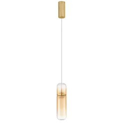 Lampade A Sospensione-Selezionato da Mazzolaluce Lampada a sospensione design moderna capsula in vetro ambra led 3000k dimmerabile