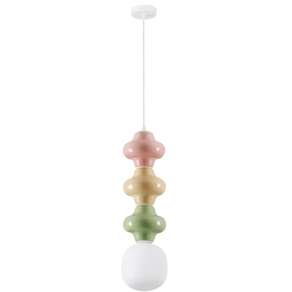 Lampade A Sospensione-Selezionato da Mazzolaluce Lampada a sospensione di ceramica rosa giallo verde per cucina moderna