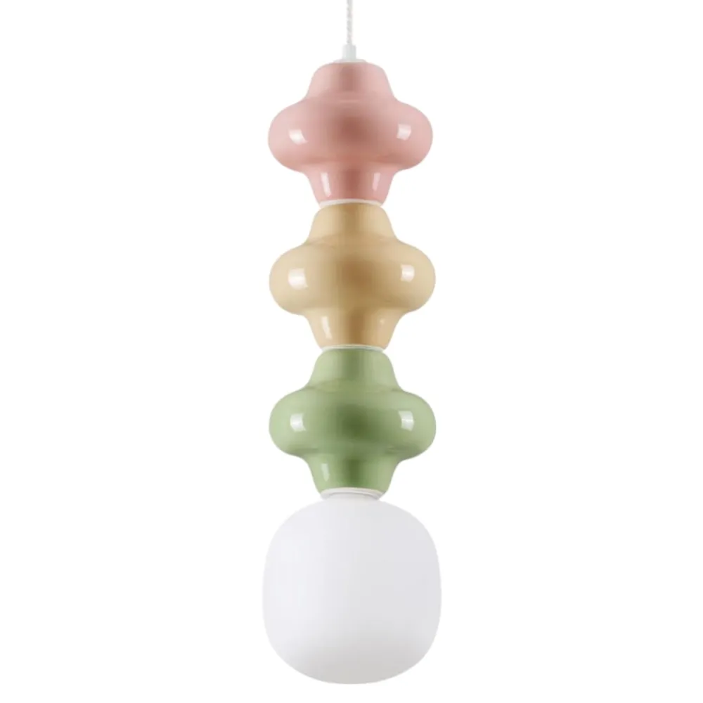 Lampade A Sospensione-Selezionato da Mazzolaluce Lampada a sospensione di ceramica rosa giallo verde per cucina moderna