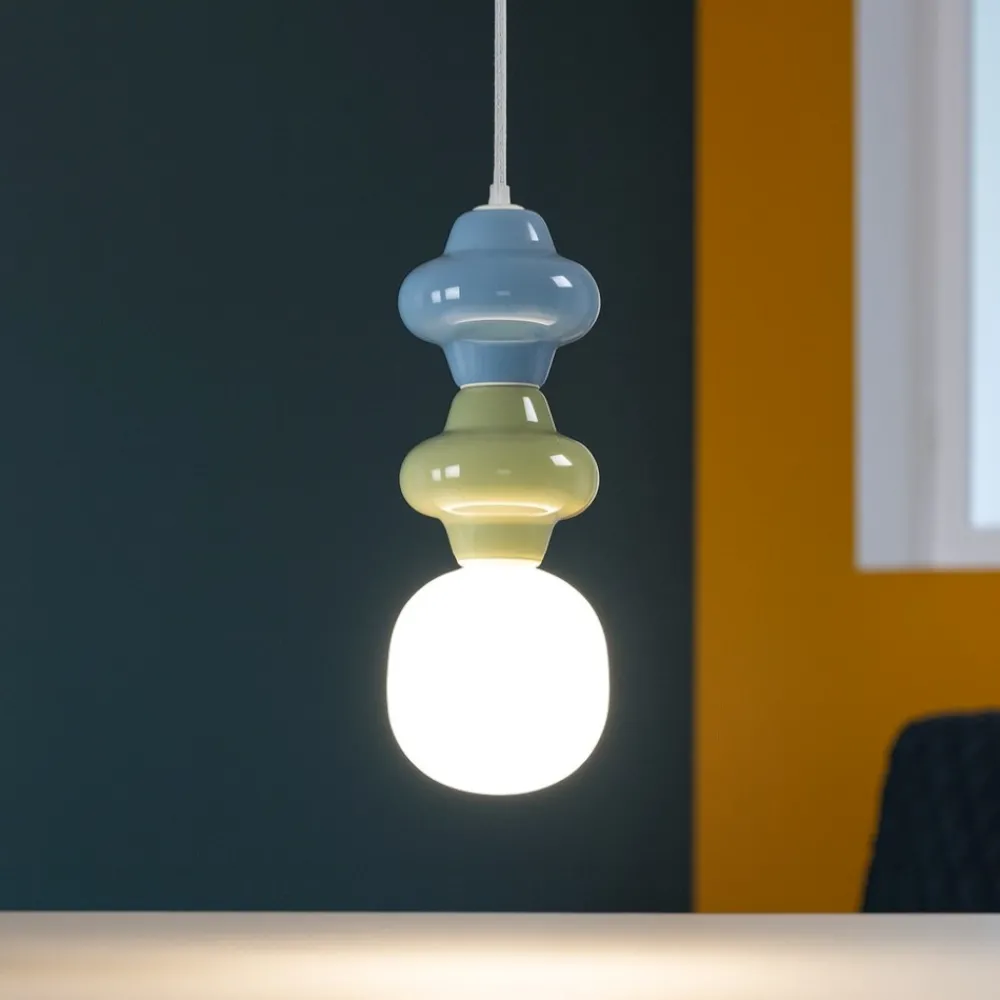 Lampade A Sospensione-Selezionato da Mazzolaluce Lampada a sospensione di ceramica verde celeste pastello moderna