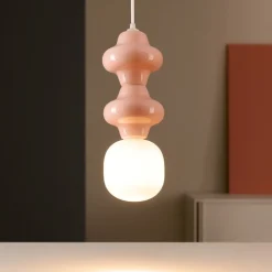 Lampade A Sospensione-Selezionato da Mazzolaluce Lampada a sospensione di ceramica rosa pastello moderna