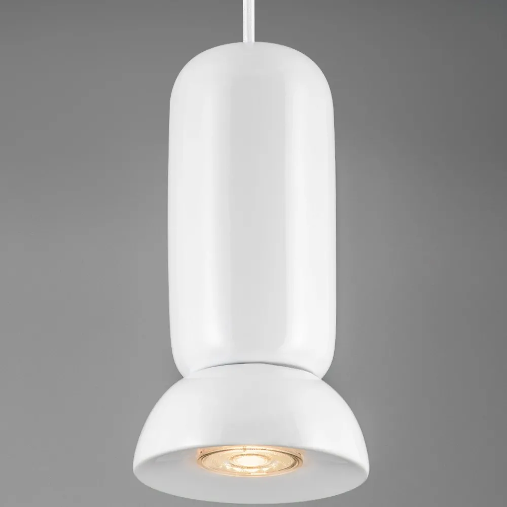 Lampade A Sospensione-Selezionato da Mazzolaluce Lampada a sospensione di ceramica bianca lucida moderna per comodini