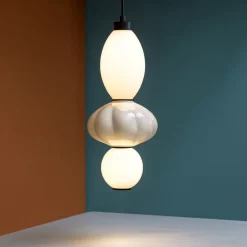 Lampade A Sospensione-Selezionato da Mazzolaluce Lampada a sospensione di ceramica beige vetro led 3000k