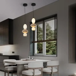 Lampade A Sospensione-Selezionato da Mazzolaluce Lampada a sospensione di ceramica beige vetro led 3000k