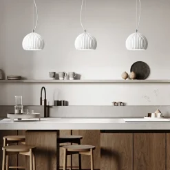 Lampade A Sospensione-Perenz Illuminazione Lampada a sospensione di gesso bianco verniciabile minea perenz