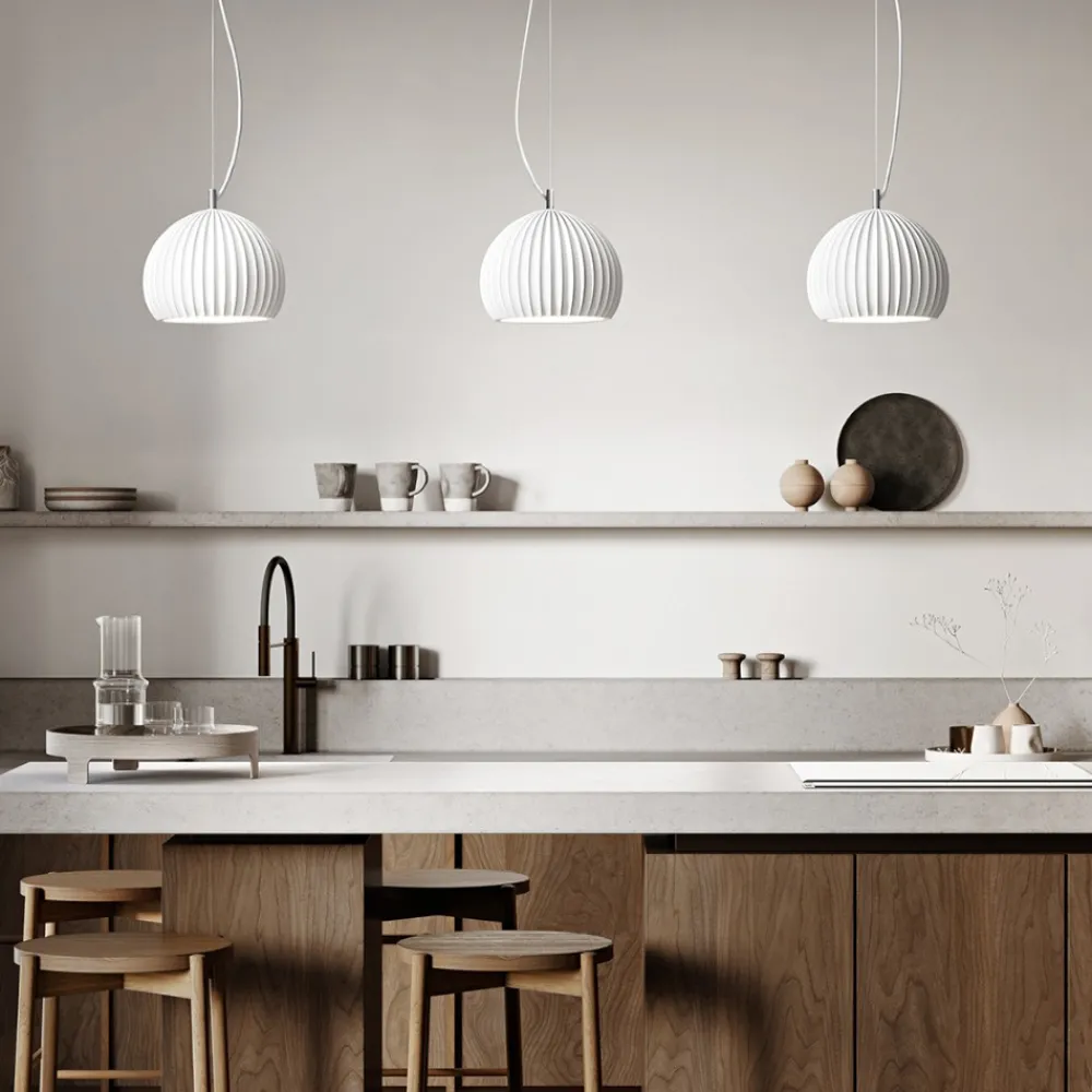 Lampade A Sospensione-Perenz Illuminazione Lampada a sospensione di gesso bianco verniciabile minea perenz