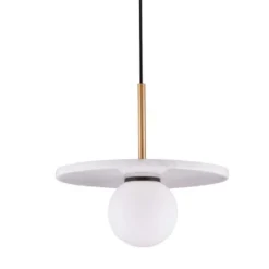 Lampade A Sospensione-Selezionato da Mazzolaluce Lampada a sospensione di marmo bianco sfera di vetro