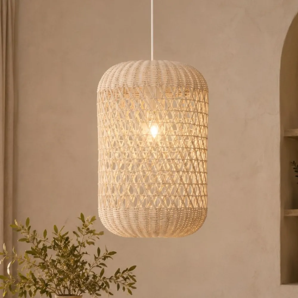 Lampade A Sospensione-Selezionato da Mazzolaluce Lampada a sospensione di rattan avorio