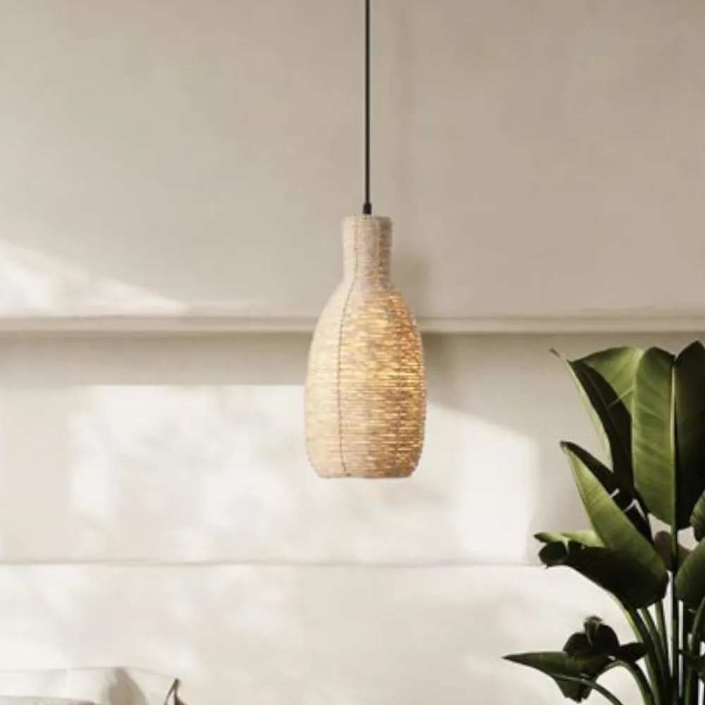 Lampade A Sospensione-Selezionato da Mazzolaluce Lampada a sospensione di rattan per comodino camera da letto corda sabbia