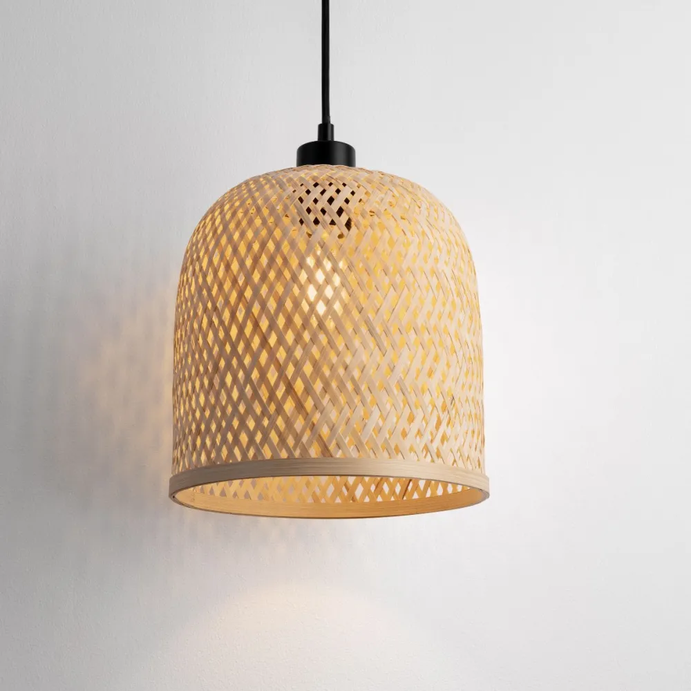 Lampade A Sospensione-Selezionato da Mazzolaluce Lampada a sospensione di rattan bamboo naturale 23 cm