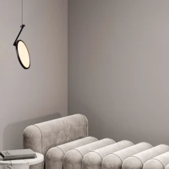 Lampade A Sospensione-Selezionato da Mazzolaluce Lampada a sospensione disco nero design moderna led 14w 3000k