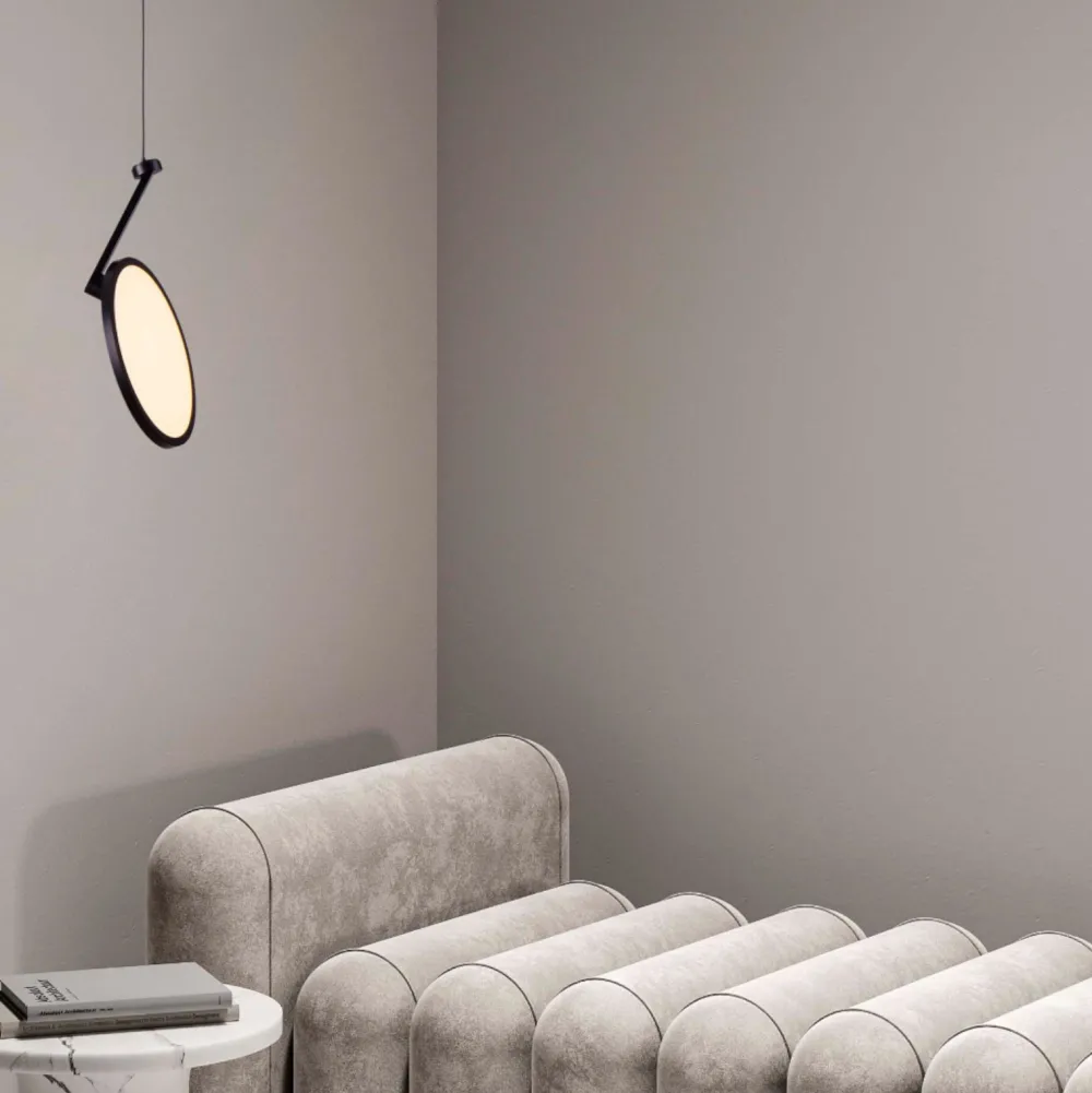 Lampade A Sospensione-Selezionato da Mazzolaluce Lampada a sospensione disco nero design moderna led 14w 3000k