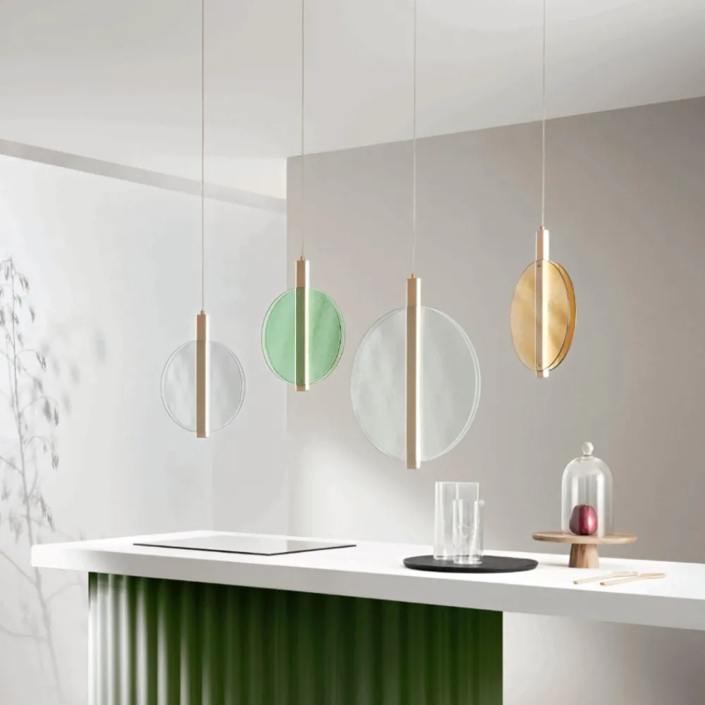 Lampade A Sospensione-Ondaluce Lampada a sospensione disco trasparente juis led 20w 3000k