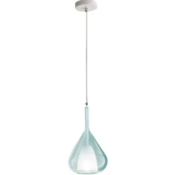 Lampade A Sospensione-Fabas Luce Lampada a sospensione di vetro azzurro trasparente lila