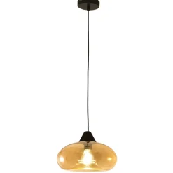 Lampade A Sospensione-Fabas Luce Lampada a sospensione di vetro ambra design elea