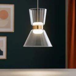 Lampade A Sospensione-Selezionato da Mazzolaluce Lampada a sospensione di vetro led 3000k oro luce biemissione
