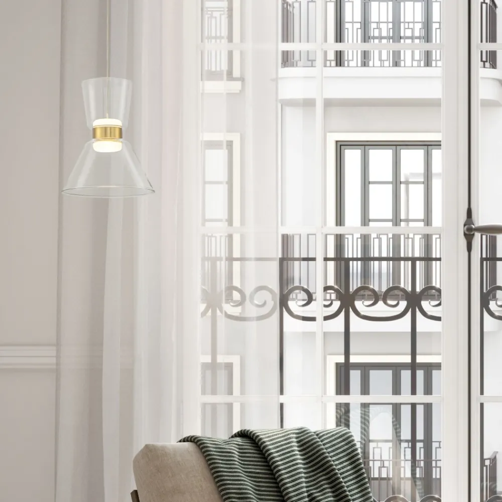 Lampade A Sospensione-Selezionato da Mazzolaluce Lampada a sospensione di vetro led 3000k oro luce biemissione