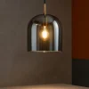 Lampade A Sospensione-Perenz Illuminazione Lampada a sospensione di vetro fume specchiato per isola coro perenz