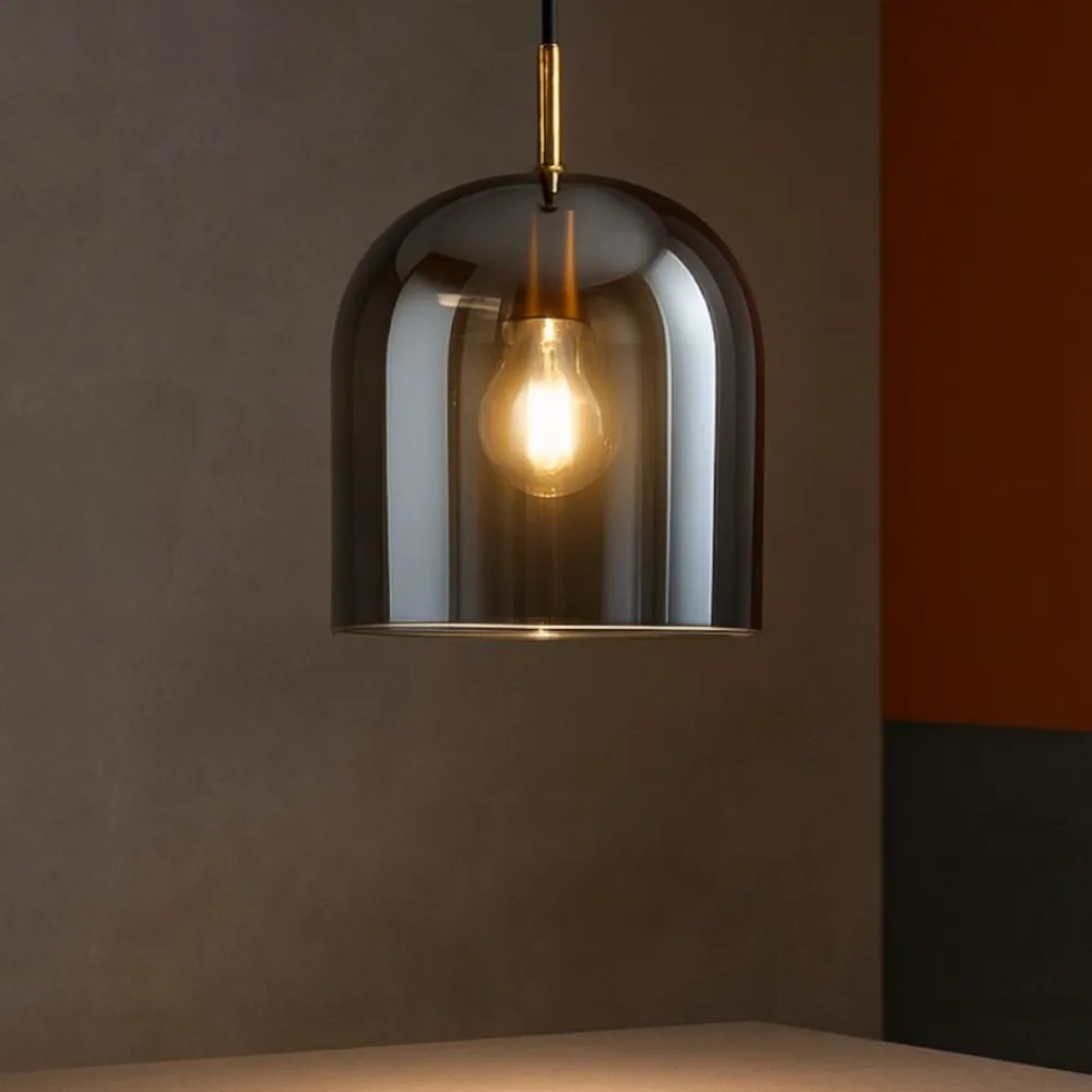 Lampade A Sospensione-Perenz Illuminazione Lampada a sospensione di vetro fume specchiato per isola coro perenz