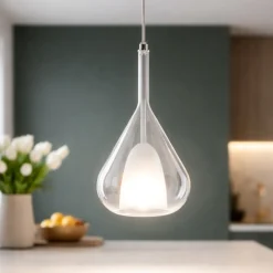Lampade A Sospensione-Fabas Luce Lampada a sospensione di vetro trasparente lila
