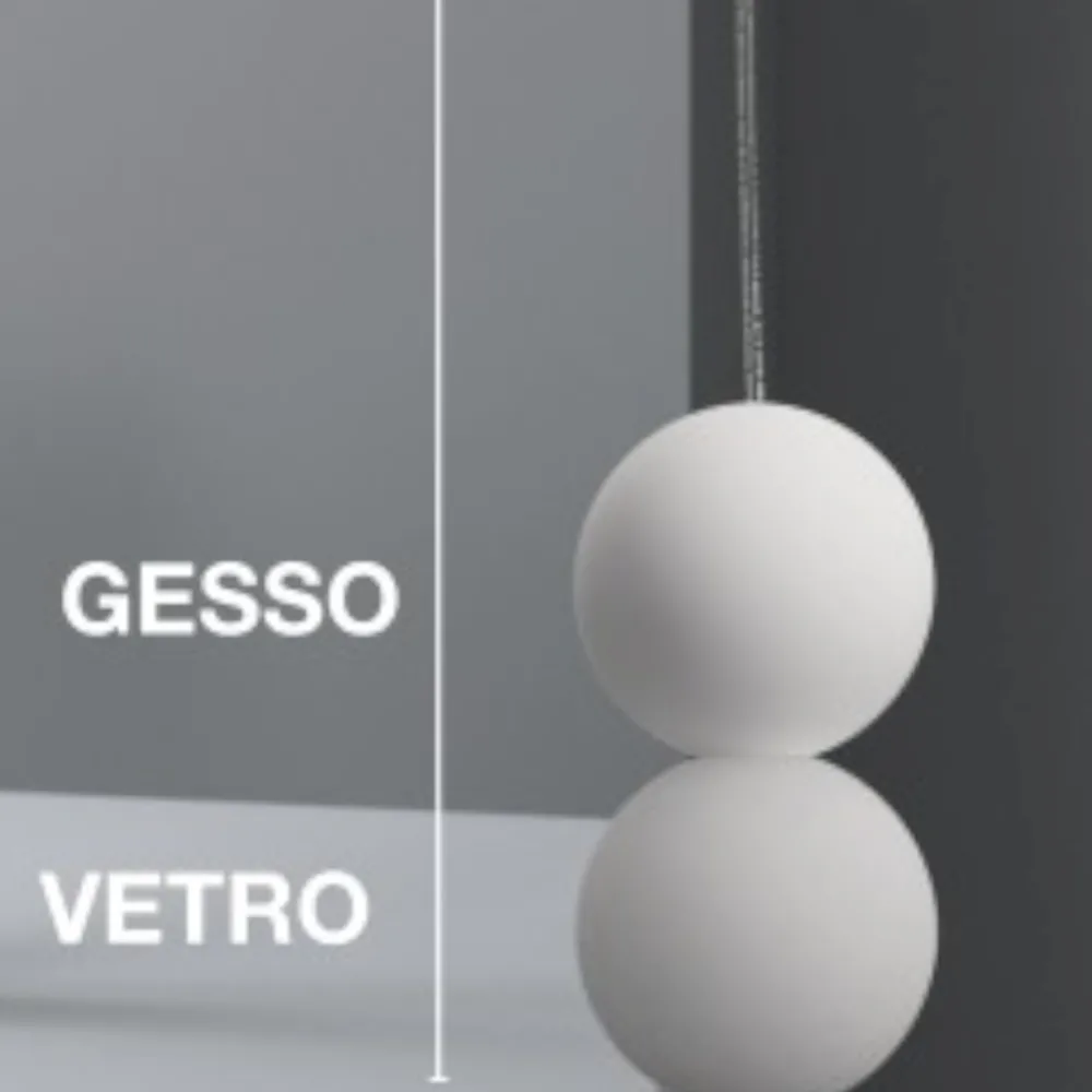 Lampade A Sospensione-Selezionato da Mazzolaluce Lampada a sospensione doppia sfera gesso vetro bianca