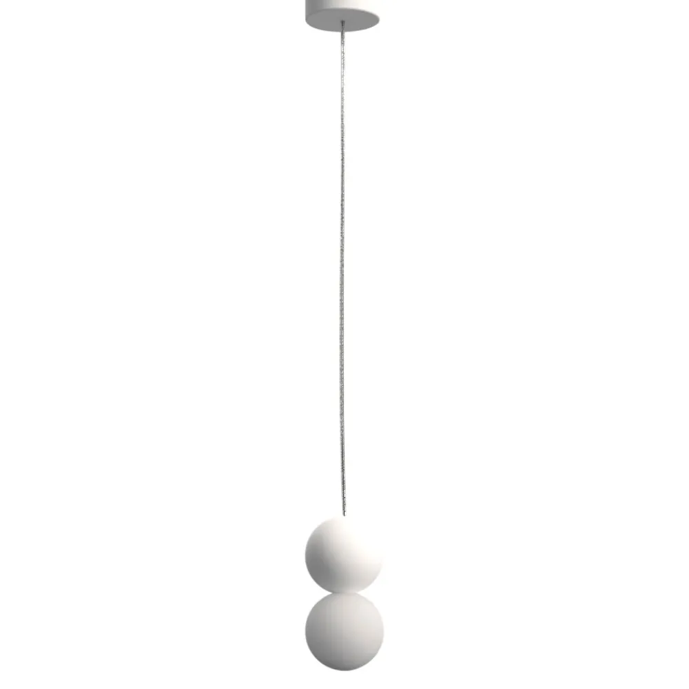 Lampade A Sospensione-Selezionato da Mazzolaluce Lampada a sospensione doppia sfera gesso vetro bianca