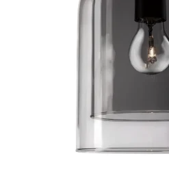 Lampade A Sospensione-Selezionato da Mazzolaluce Lampada a sospensione doppio vetro grigio fume trasparente