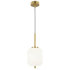 Lampade A Sospensione-Selezionato da Mazzolaluce Lampada a sospensione dorata vetro bianco