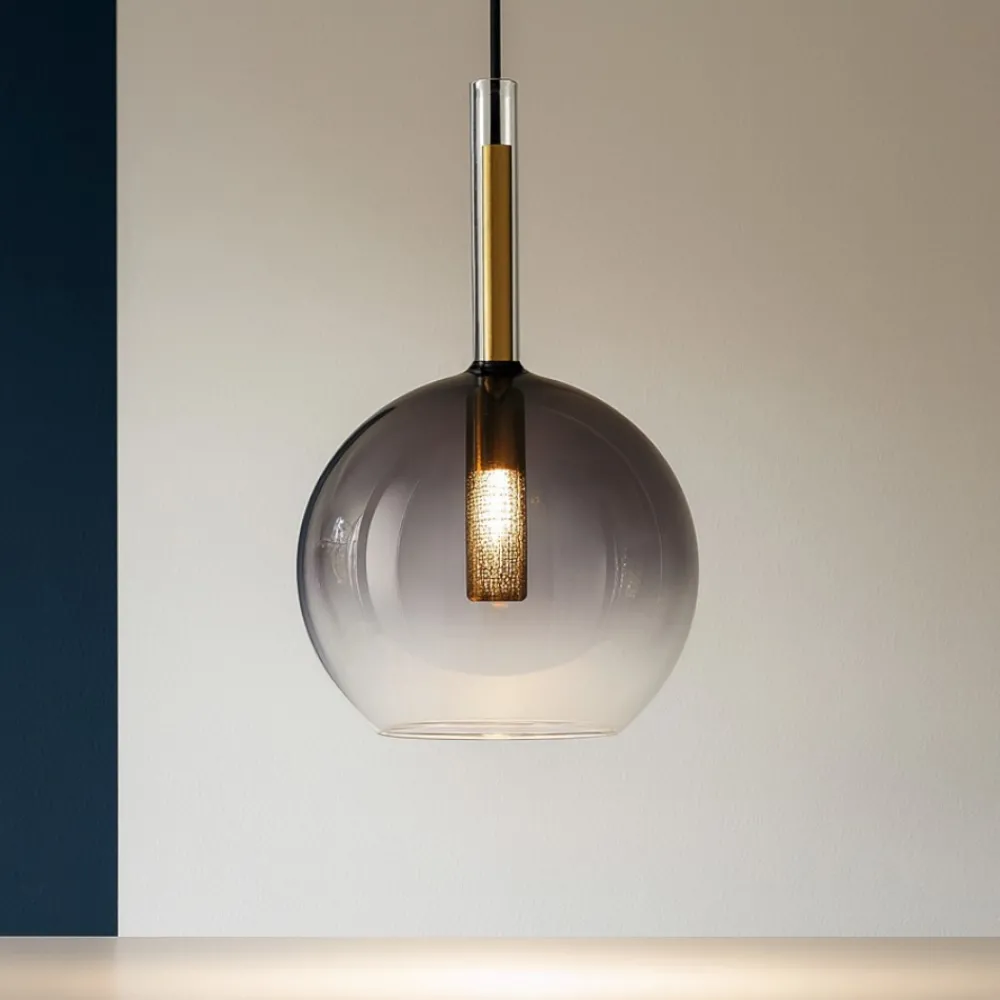 Lampade A Sospensione-Ideal Lux Lampada a sospensione empire sp1 sfera vetro fume