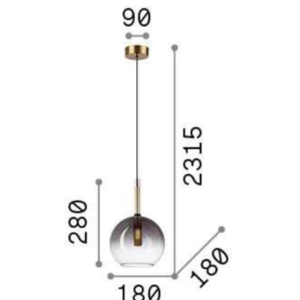Lampade A Sospensione-Ideal Lux Lampada a sospensione empire sp1 sfera vetro fume