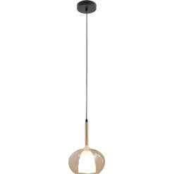 Lampade A Sospensione-Fabas Luce Lampada a sospensione edolo sfera in vetro ambra