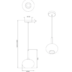 Lampade A Sospensione-Fabas Luce Lampada a sospensione edolo sfera in vetro ambra