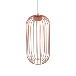 Lampade A Sospensione-Selezionato da Mazzolaluce Lampada a sospensione gabbia di metallo rosso mattone design moderno
