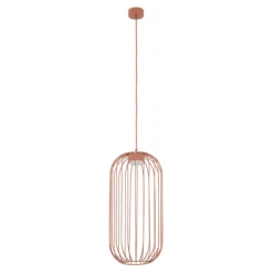 Lampade A Sospensione-Selezionato da Mazzolaluce Lampada a sospensione gabbia di metallo rosso mattone design moderno