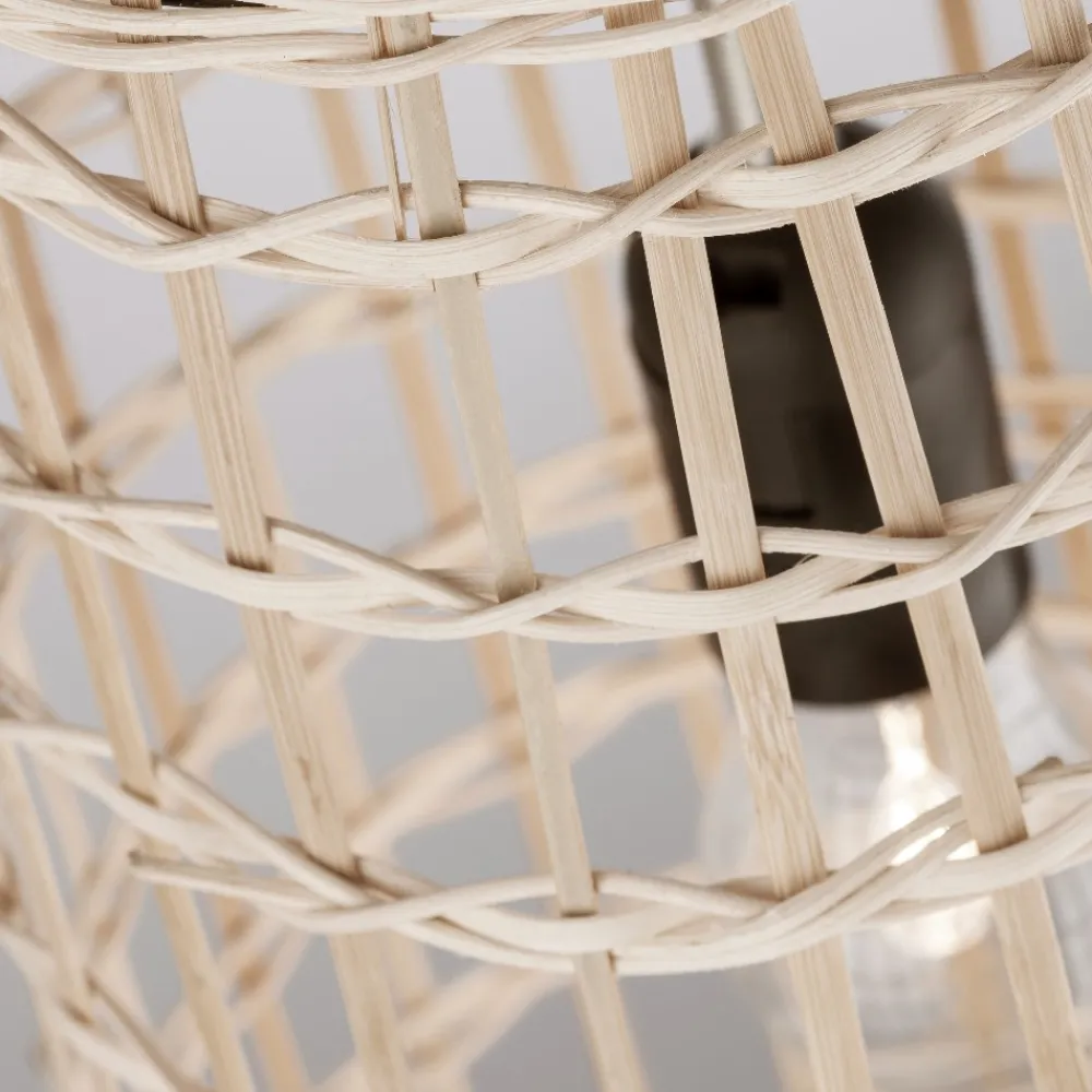 Lampade A Sospensione-Selezionato da Mazzolaluce Lampada a sospensione in rattan naturale intrecciato per comodino camera da letto
