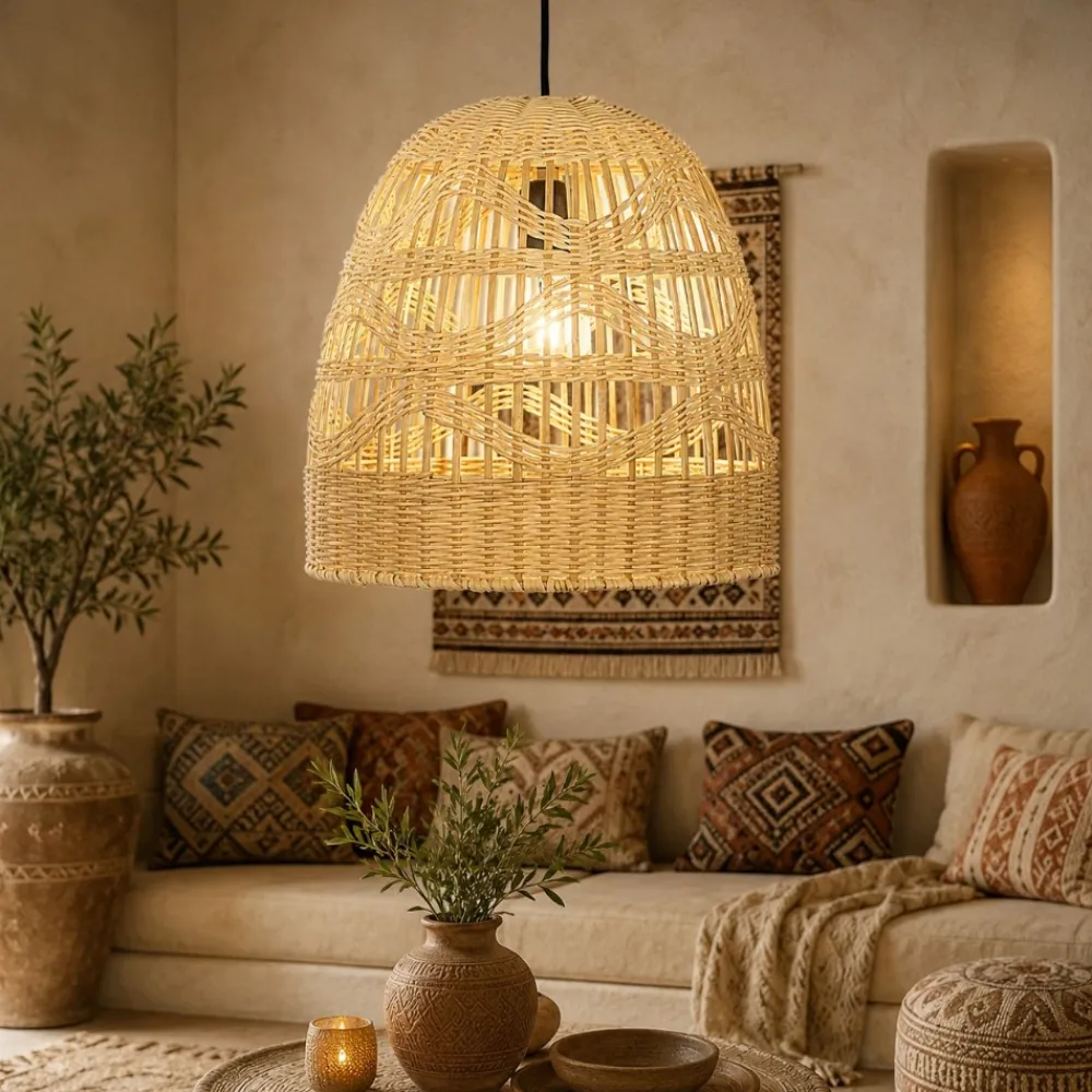 Lampade A Sospensione-Selezionato da Mazzolaluce Lampada a sospensione in rattan naturale 30 cm