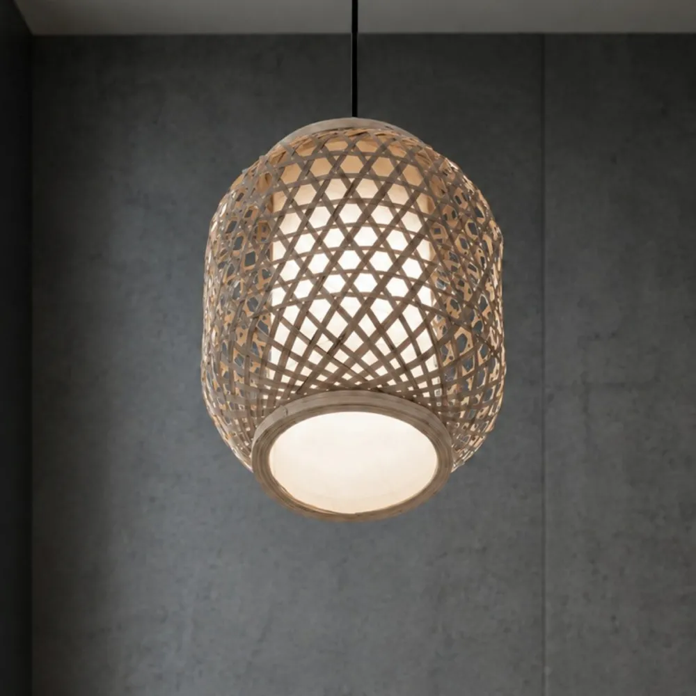 Lampade A Sospensione-Selezionato da Mazzolaluce Lampada a sospensione in rattan 20 cm