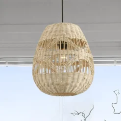 Lampade A Sospensione-Selezionato da Mazzolaluce Lampada a sospensione in rattan naturale per cucina