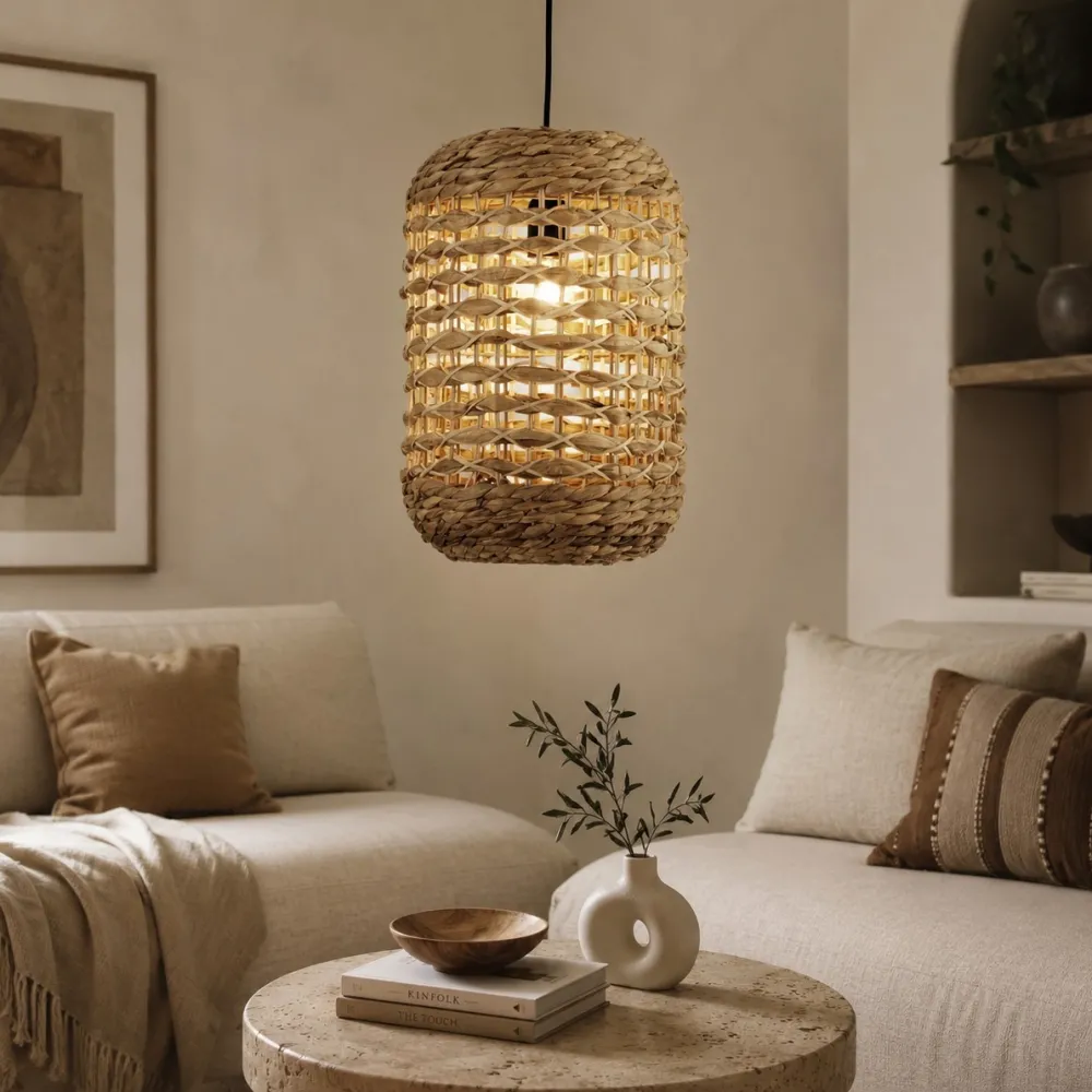 Lampade A Sospensione-Selezionato da Mazzolaluce Lampada a sospensione in rattan per soggiorno