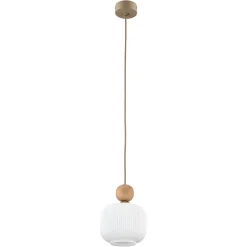 Lampade A Sospensione-Selezionato da Mazzolaluce Lampada a sospensione inserti in legno vetro bianco