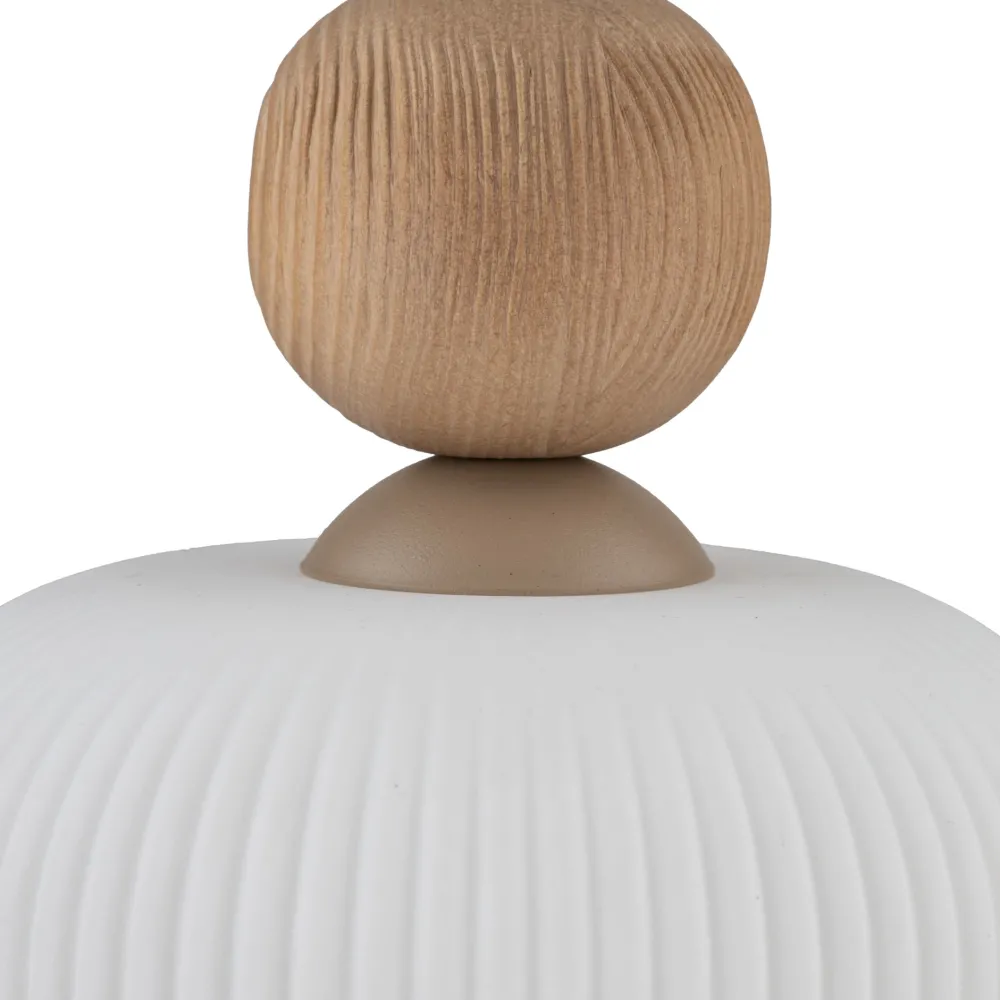 Lampade A Sospensione-Selezionato da Mazzolaluce Lampada a sospensione inserti in legno vetro bianco