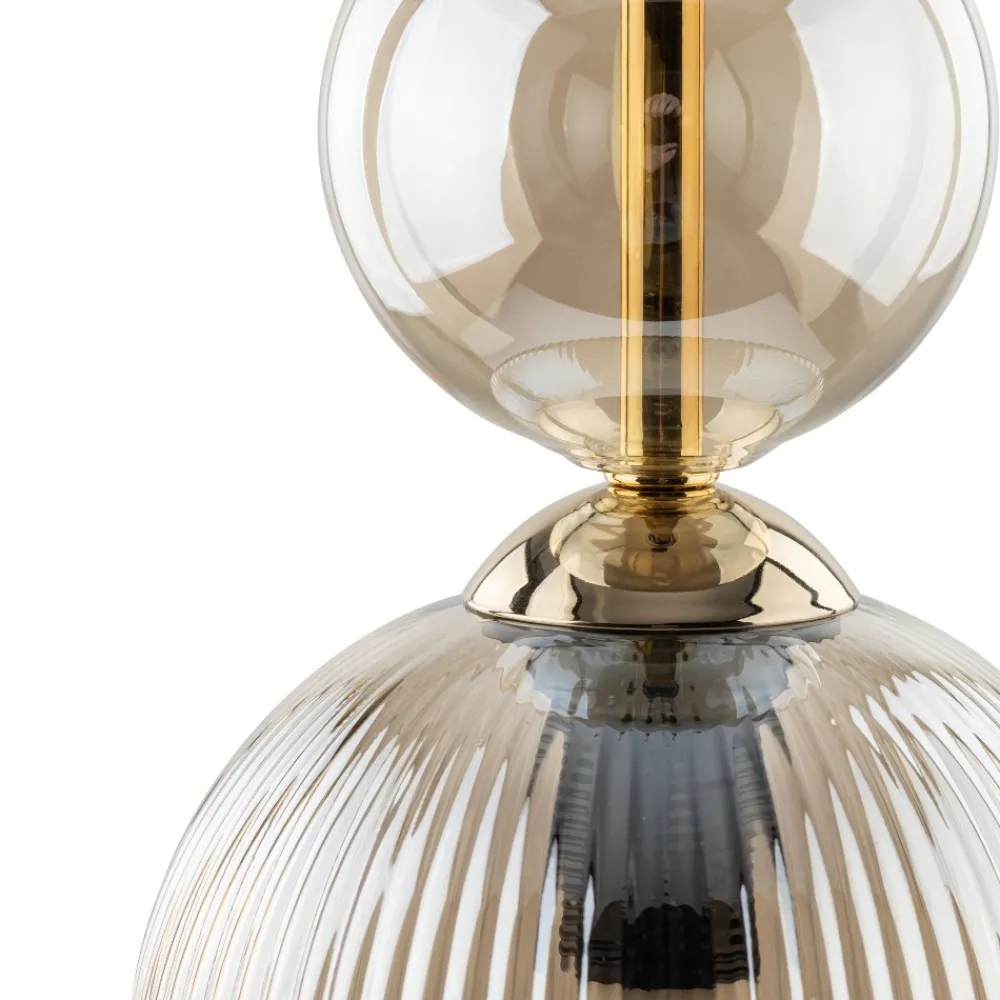 Lampade A Sospensione-Selezionato da Mazzolaluce lampada a sospensione in vetro ambra rigato