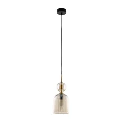 Lampade A Sospensione-Selezionato da Mazzolaluce lampada a sospensione in vetro ambra rigato