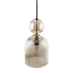 Lampade A Sospensione-Selezionato da Mazzolaluce lampada a sospensione in vetro ambra rigato