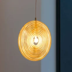 Lampade A Sospensione-Ondaluce Lampada a sospensione jokey gr vetro decorato ambrato led 3000k