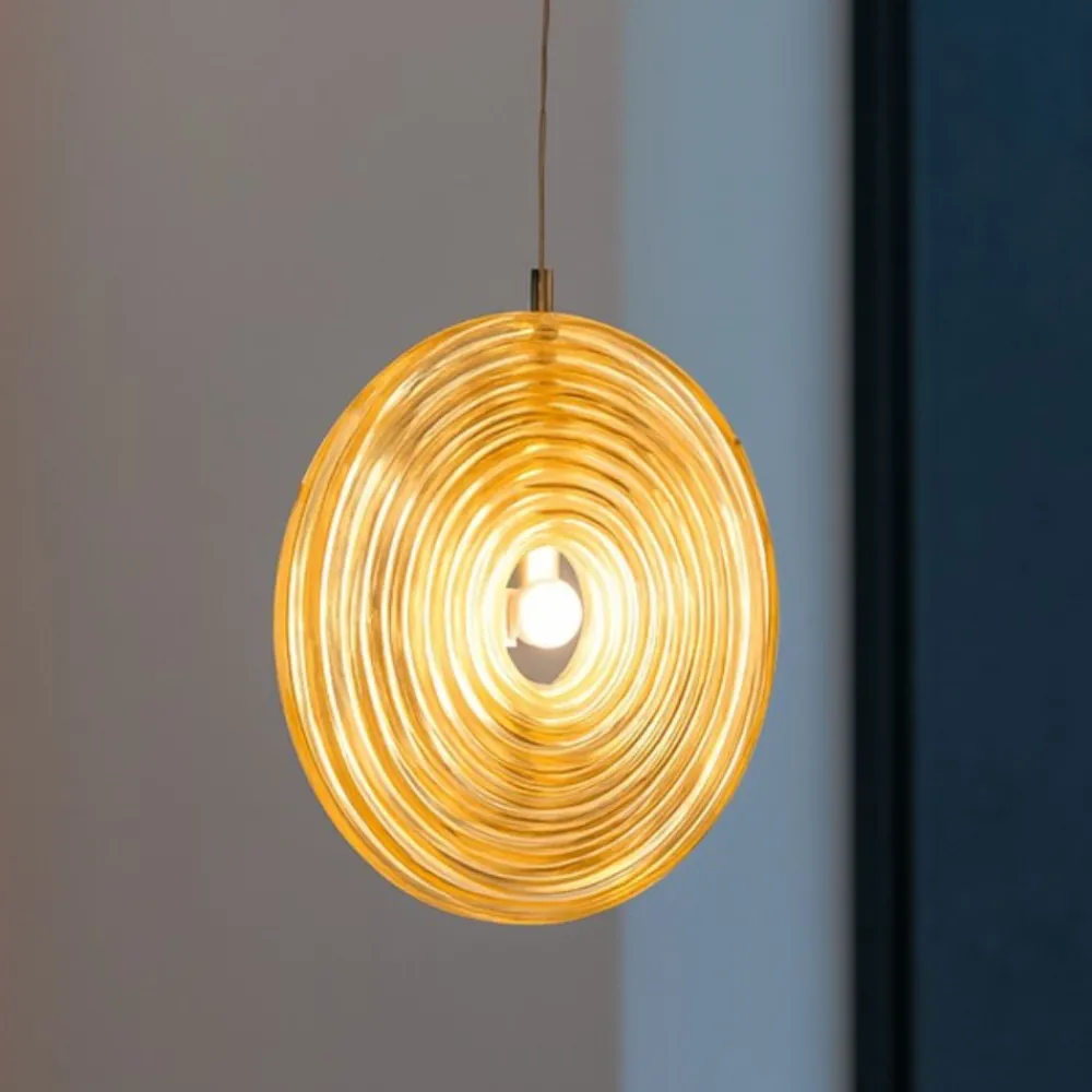 Lampade A Sospensione-Ondaluce Lampada a sospensione jokey gr vetro decorato ambrato led 3000k
