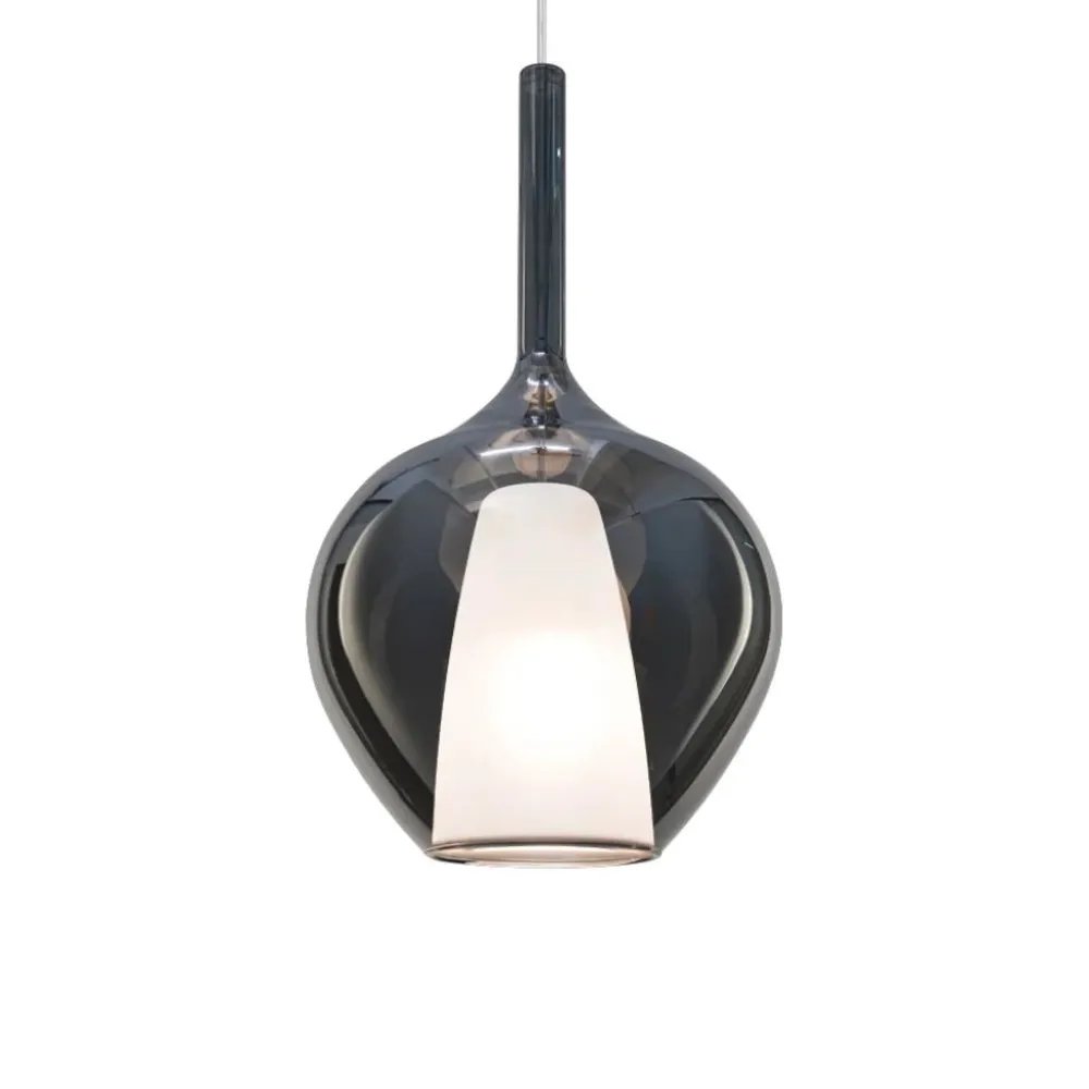 Lampade A Sospensione-Ideal Lux Lampada a sospensione klique sp1-1 d28 vetro fume' per soggiorno
