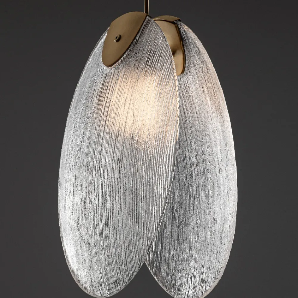 Lampade A Sospensione-Selezionato da Mazzolaluce Lampada a sospensione l30cm conchiglia di vetro per camera da letto